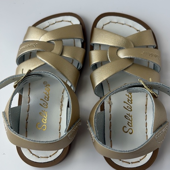 Salt Water Leather Sandals NEW Gold Size 7 US 8 - Picture 5 of 6